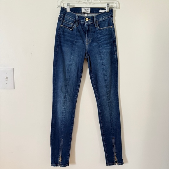 FRAME Denim Le Skinny de Jeanne Zip Hem Jeans - Picture 1 of 4